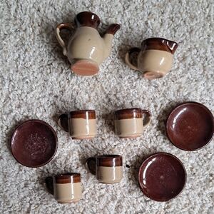 Ceramic Brown and Tan Tea Set Kids